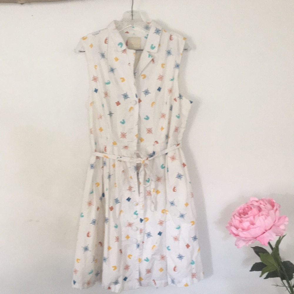 Compass Pattern Fit and Flare Dress